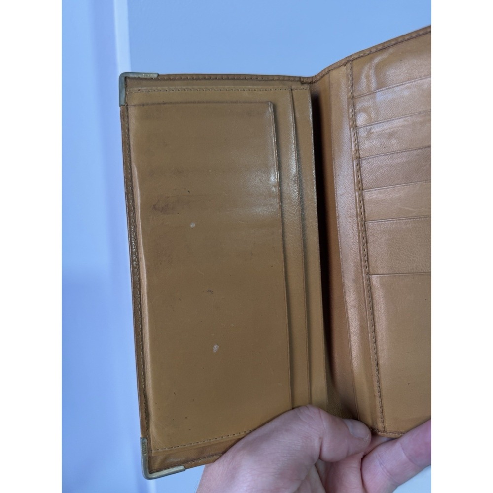 Celine Wallet Triomphe Leather ID Cash & Card Holder Beige / Tan 7" X 3.75" - Picture 4 of 10